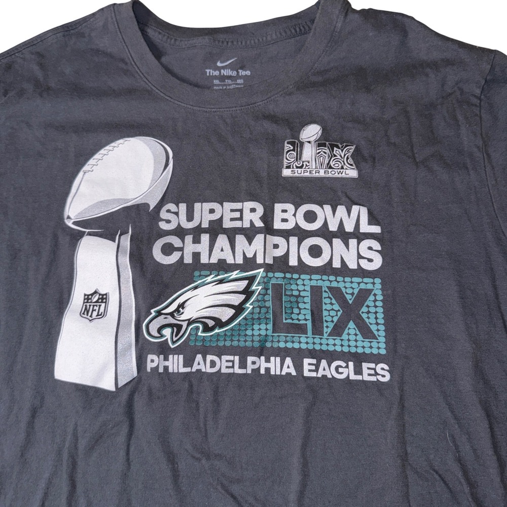 Nike‎ Philadelphia Eagles T-Shirt XXL Gray Super Bowl LIX Champions Graphic Tee